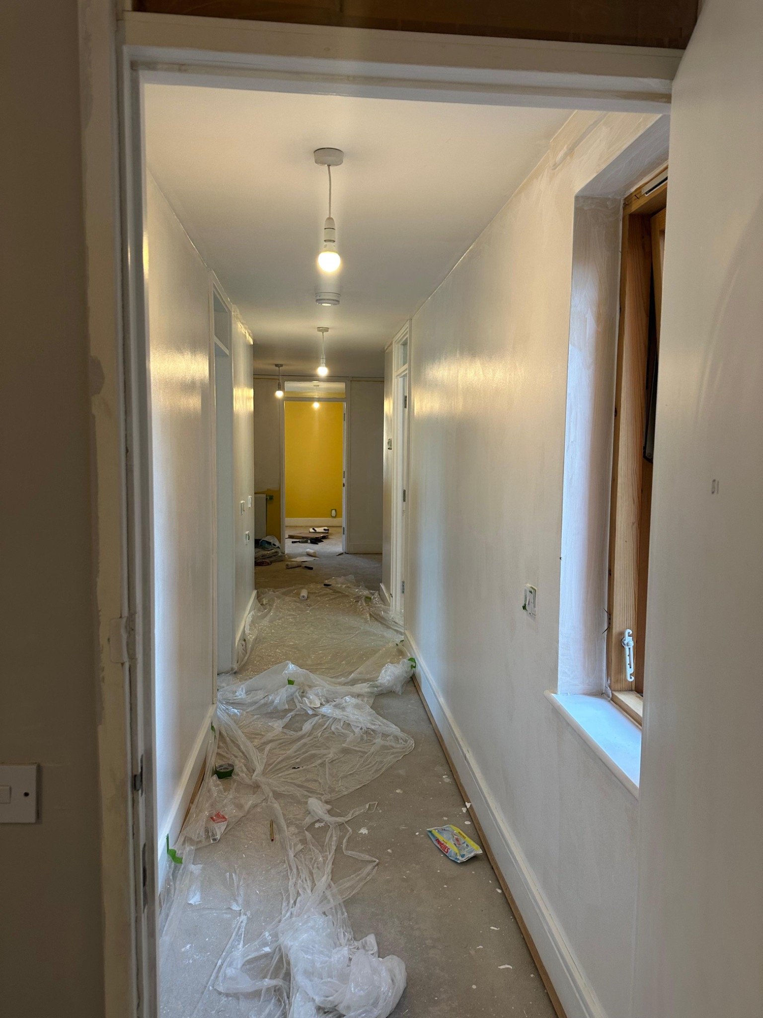 Corridor with doors and trim masked off
